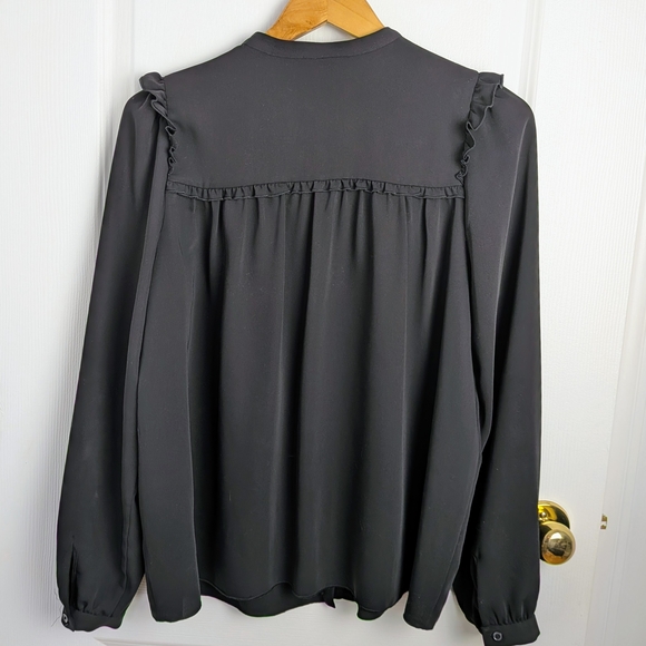 Aritzia Wilfred Nimbus Black Blouse Women’s Medium Long Sleeve Ruffle #214 - Picture 3 of 8